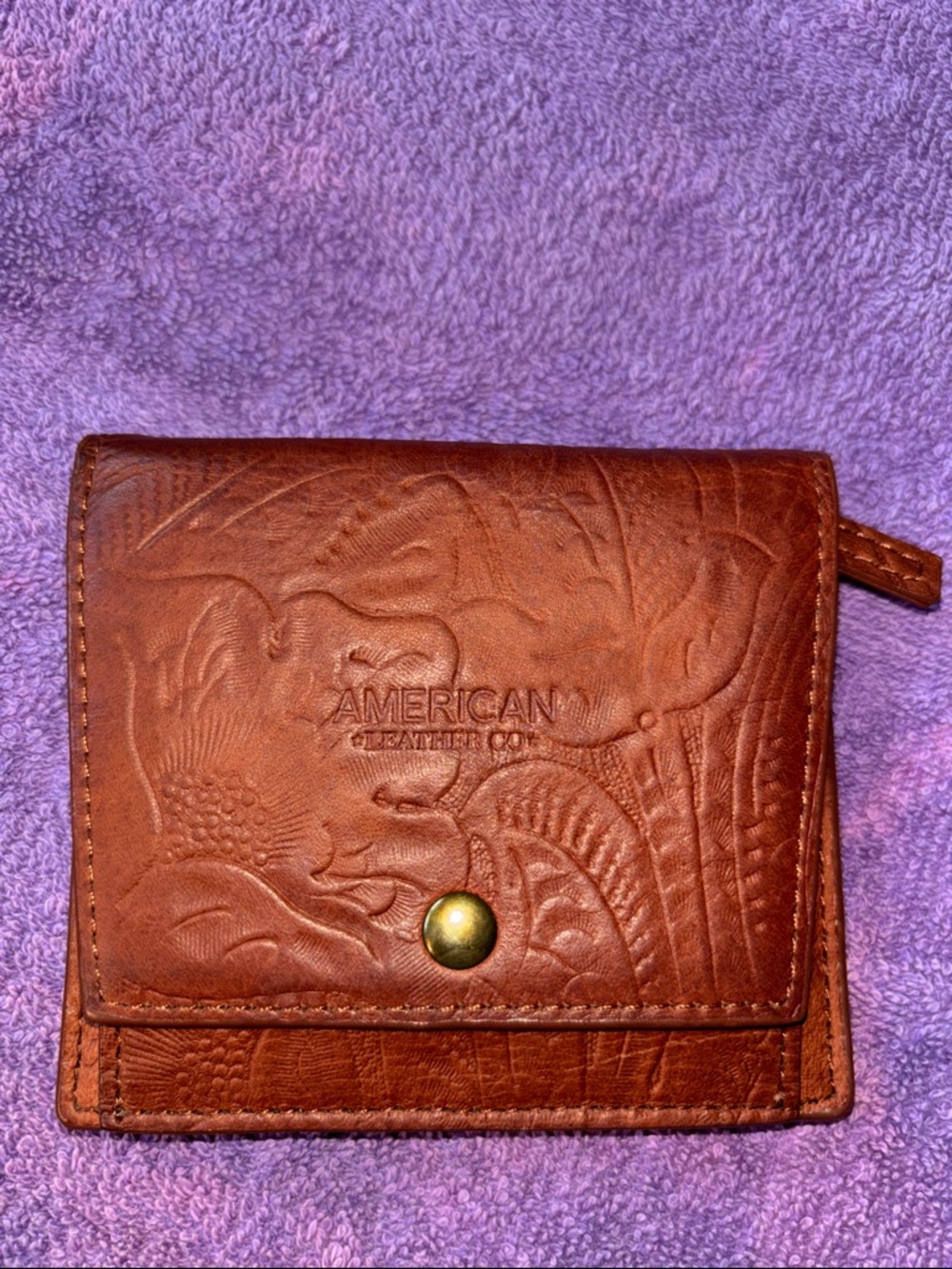 American Leather Co. Embossed Brown Leather Women's Wallet